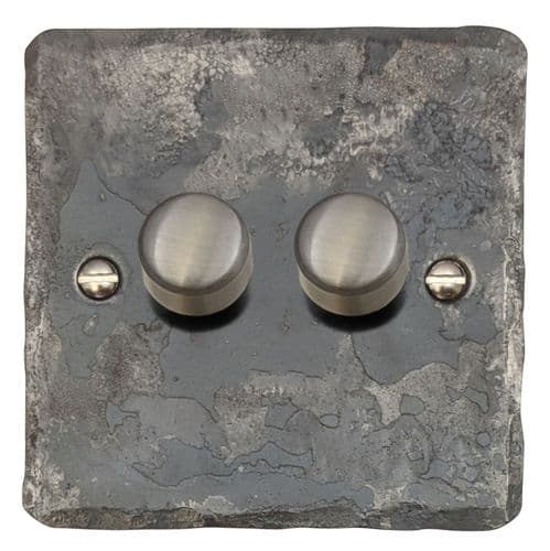 G&H FR522-SS Flat Plate Rustic 2 Gang 1 or 2 Way LED Dimmer Switch