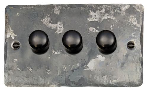 G&H FR523-FBK Flat Plate Rustic 3 Gang 1 or 2 Way LED Dimmer Switch