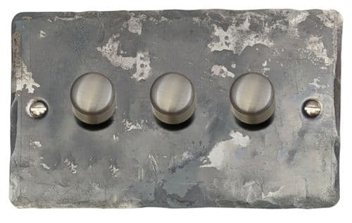 G&H FR523-SS Flat Plate Rustic 3 Gang 1 or 2 Way LED Dimmer Switch