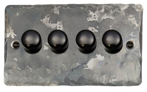 G&H FR524-FBK Flat Plate Rustic 4 Gang 1 or 2 Way LED Dimmer Switch