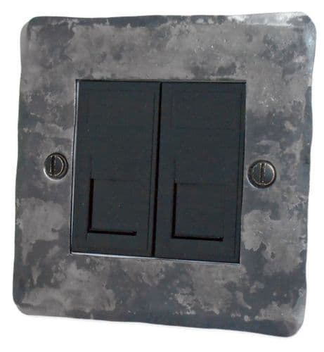 G&H FR62B Flat Plate Rustic 2 Gang RJ45 Socket Point