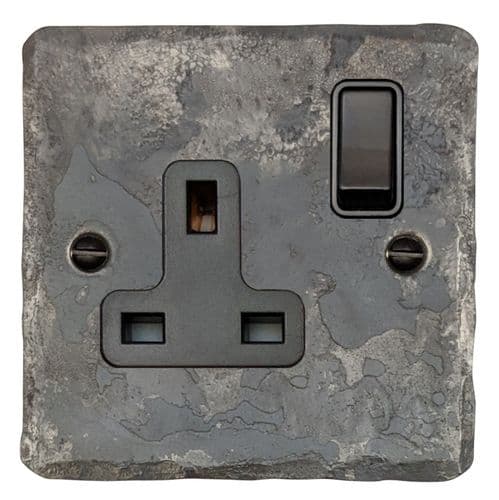 G&H FR9B Flat Plate Rustic 1 Gang Single 13A Switched Plug Socket