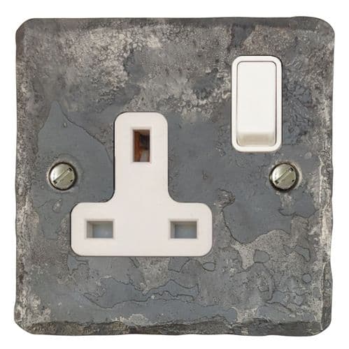 G&H FR9W Flat Plate Rustic 1 Gang Single 13A Switched Plug Socket