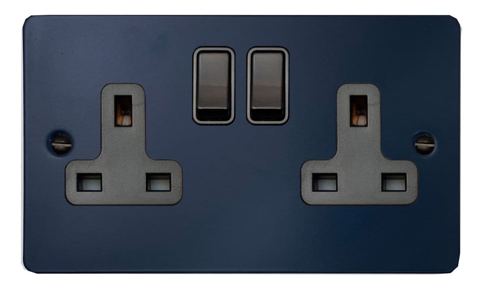 G&H FRB10B Flat Plate Blue 2 Gang Double 13A Switched Plug Socket