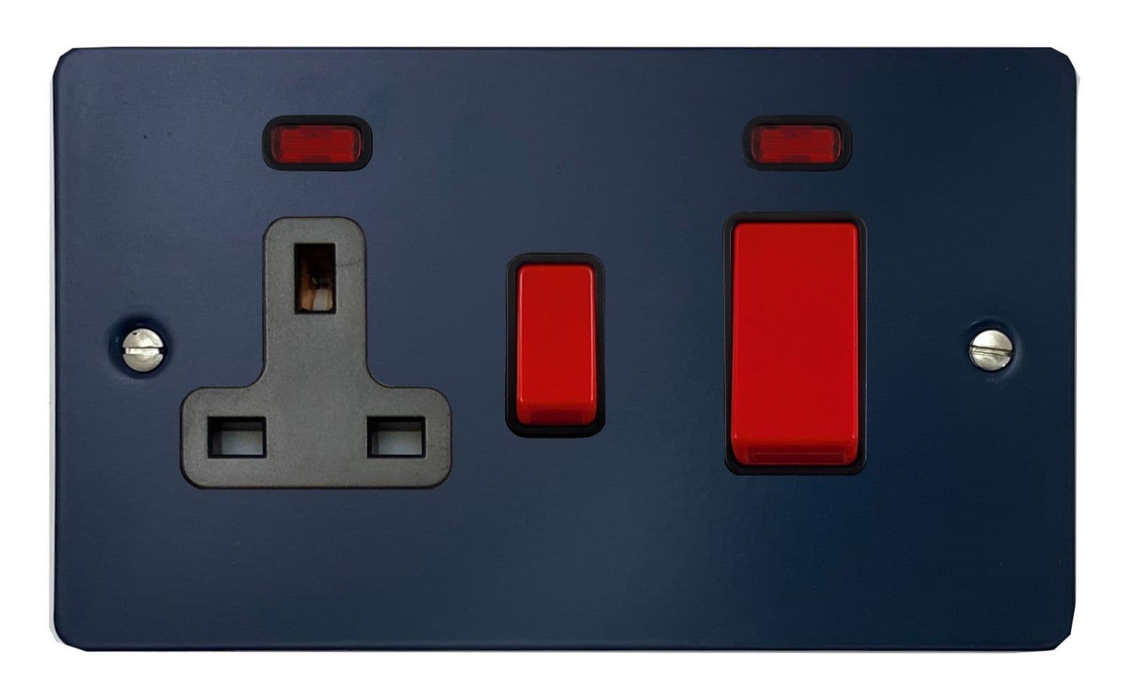 G&H FRB29B Flat Plate Blue 45 Amp DP Cooker Switch & 13A Switched Socket