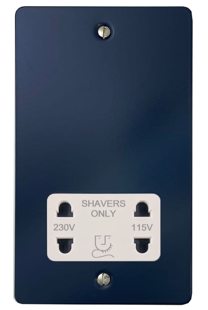 G&H FRB30W Flat Plate Blue Dual Voltage Shaver Socket 115-230V