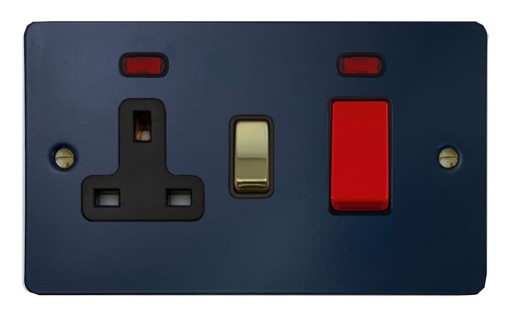 G&H FRB329-PB Flat Plate Blue 45 Amp DP Cooker Switch & 13A Switched Socket