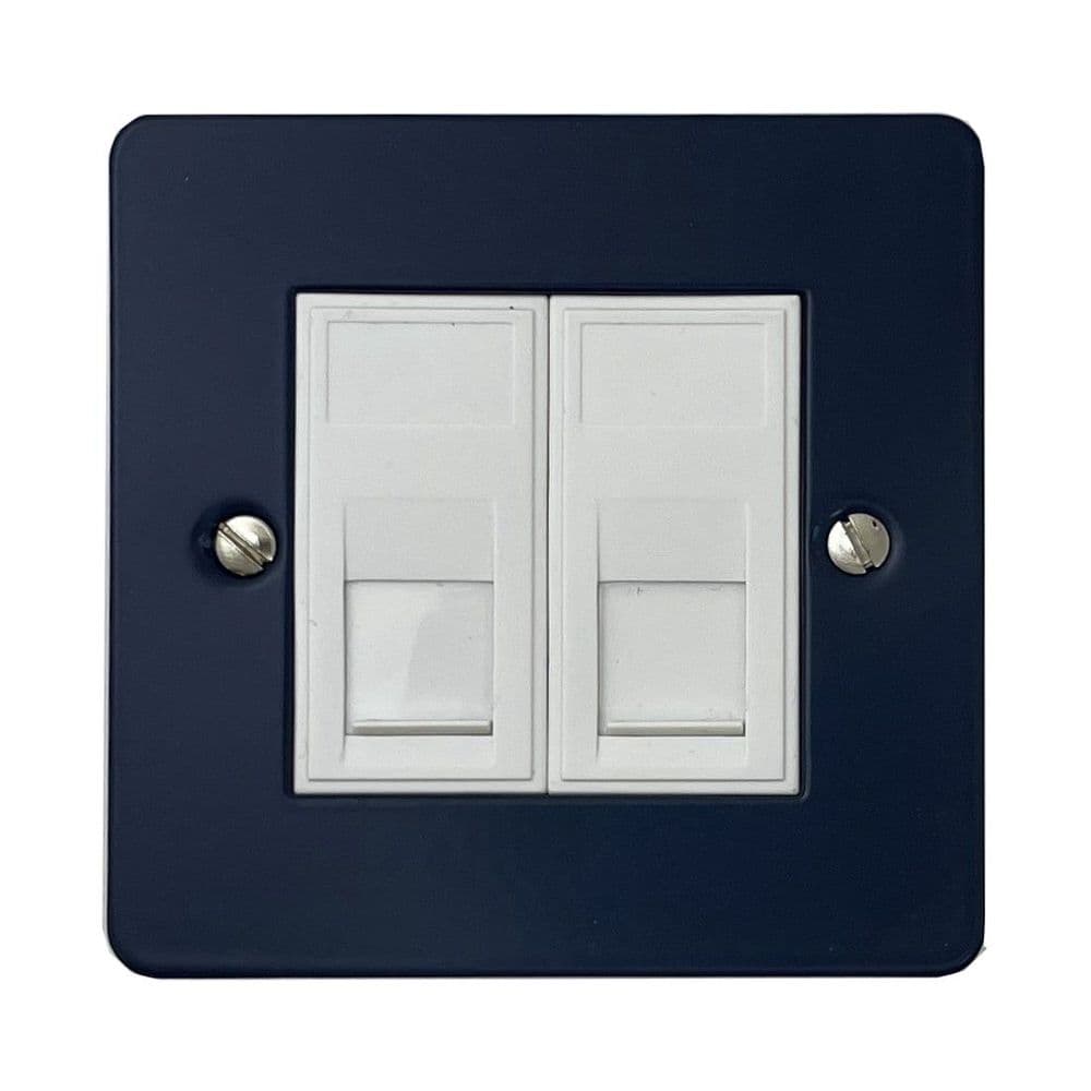 G&H FRB62W Flat Plate Blue 2 Gang RJ45 Socket Point