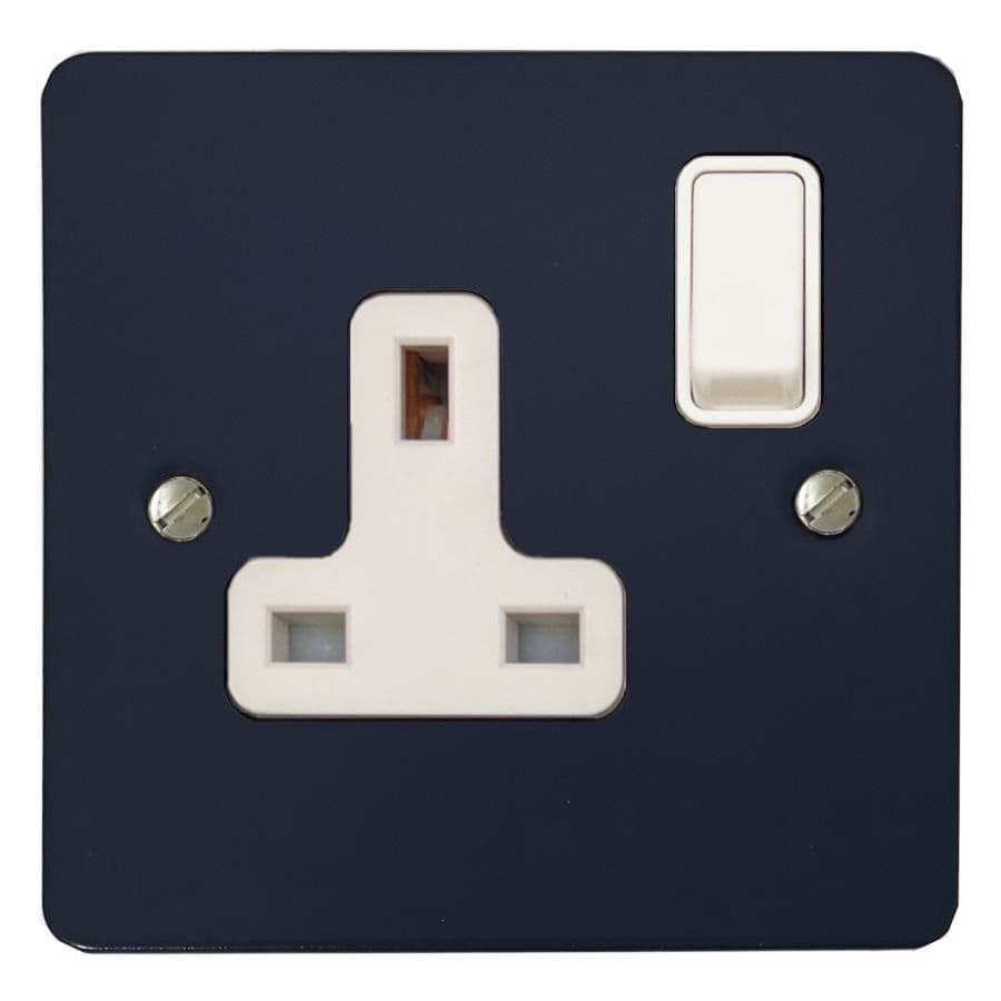 G&H FRB9W Flat Plate Blue 1 Gang Single 13A Switched Plug Socket