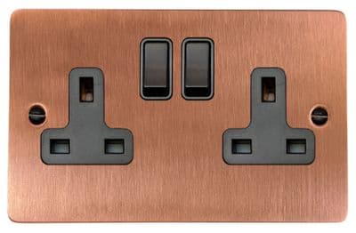 G&H FRG10B Flat Plate Rose Gold 2 Gang Double 13A Switched Plug Socket