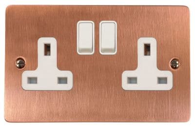 G&H FRG10W Flat Plate Rose Gold 2 Gang Double 13A Switched Plug Socket