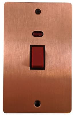 G&H FRG28B Flat Plate Rose Gold 45 Amp DP Cooker Switch & Neon Vertical Plate