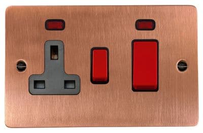 G&H FRG29B Flat Plate Rose Gold 45 Amp DP Cooker Switch & 13A Switched Socket