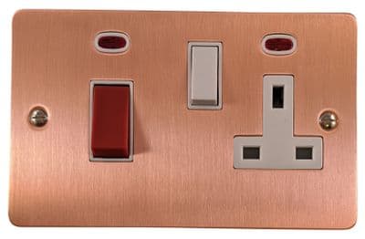 G&H FRG29W Flat Plate Rose Gold 45 Amp DP Cooker Switch & 13A Switched Socket