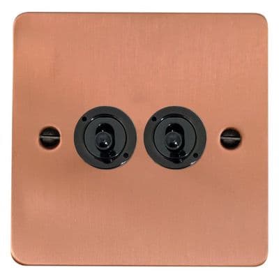G&H FRG382-FBK Flat Plate Rose Gold 2 Gang 1 or 2 Way Toggle Light Switch