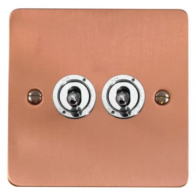 G&H FRG382-PC Flat Plate Rose Gold 2 Gang 1 or 2 Way Toggle Light Switch