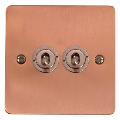 G&H FRG382-RG Flat Plate Rose Gold 2 Gang 1 or 2 Way Toggle Light Switch