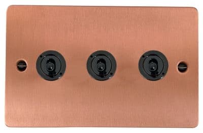 G&H FRG383-FBK Flat Plate Rose Gold 3 Gang 1 or 2 Way Toggle Light Switch