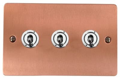 G&H FRG383-PC Flat Plate Rose Gold 3 Gang 1 or 2 Way Toggle Light Switch
