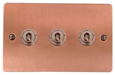 G&H FRG383-RG Flat Plate Rose Gold 3 Gang 1 or 2 Way Toggle Light Switch