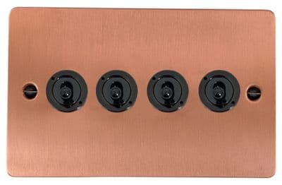 G&H FRG384-FBK Flat Plate Rose Gold 4 Gang 1 or 2 Way Toggle Light Switch