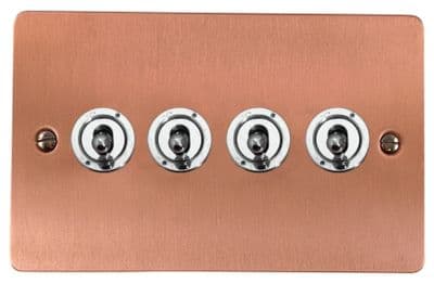 G&H FRG384-PC Flat Plate Rose Gold 4 Gang 1 or 2 Way Toggle Light Switch