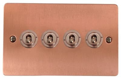G&H FRG384-RG Flat Plate Rose Gold 4 Gang 1 or 2 Way Toggle Light Switch
