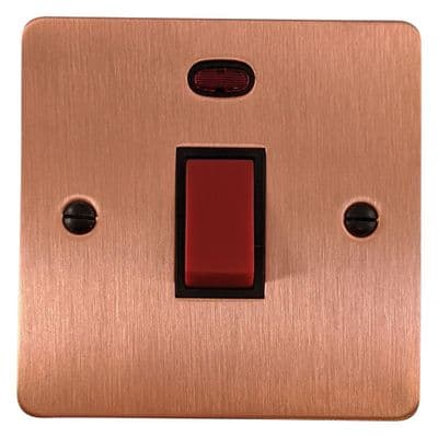 G&H FRG46B Flat Plate Rose Gold 45 Amp DP Cooker Switch & Neon Single Plate