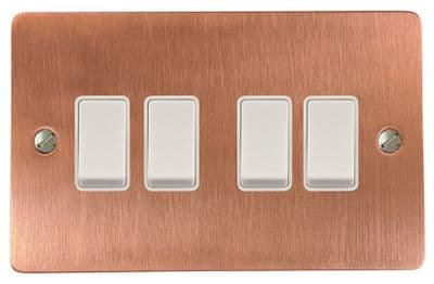 G&H FRG4W Flat Plate Rose Gold 4 Gang 1 or 2 Way Rocker Light Switch