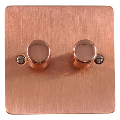 G&H FRG522 Flat Plate Rose Gold 2 Gang 1 or 2 Way LED Dimmer Switch