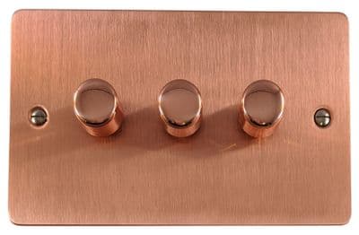 G&H FRG523 Flat Plate Rose Gold 3 Gang 1 or 2 Way LED Dimmer Switch