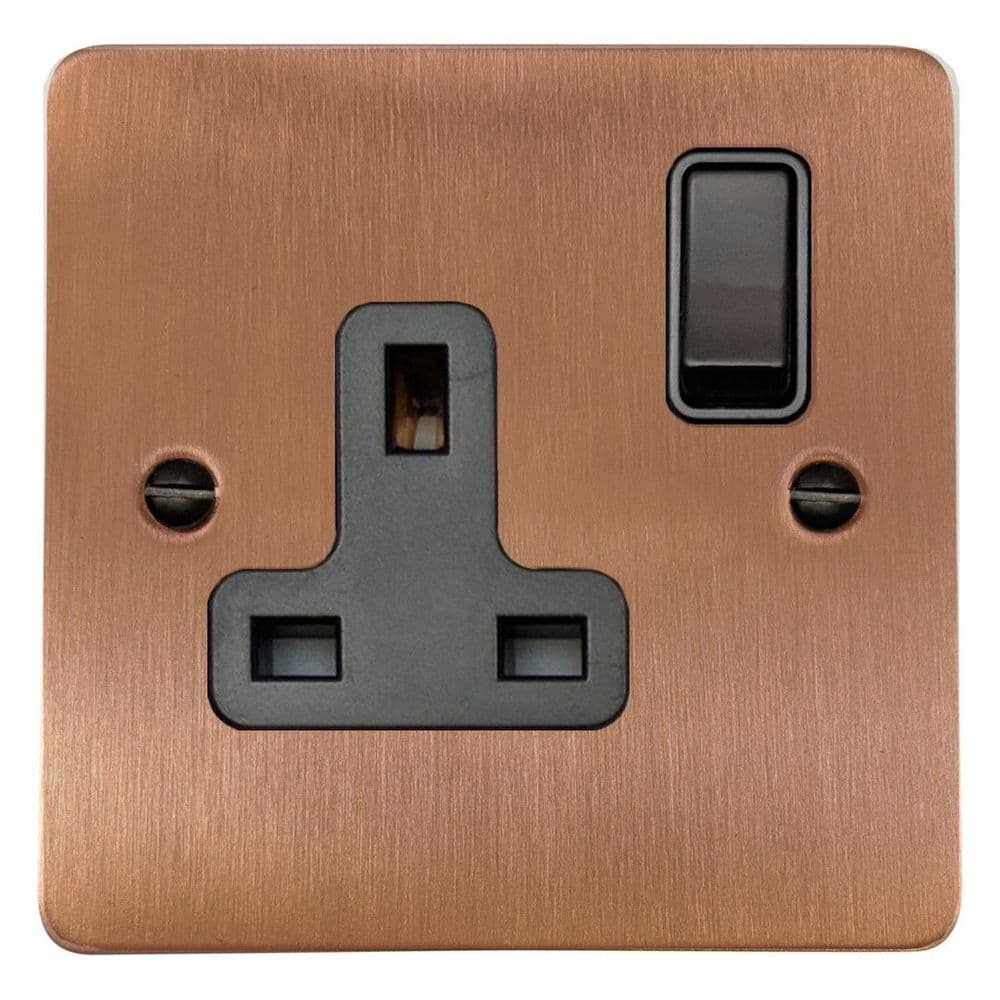 G&H FRG9B Flat Plate Rose Gold 1 Gang Single 13A Switched Plug Socket
