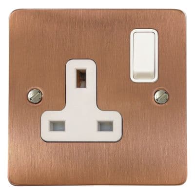 G&H FRG9W Flat Plate Rose Gold 1 Gang Single 13A Switched Plug Socket