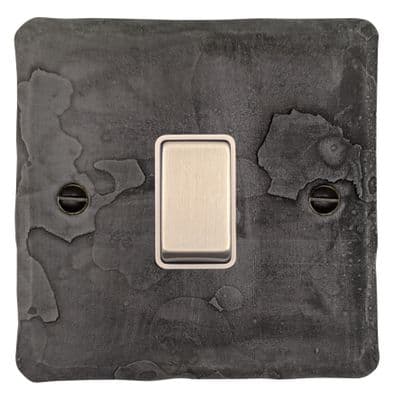 G&H FRP201 Flat Plate Rustic Pewter 1 Gang 1 or 2 Way Rocker Light Switch