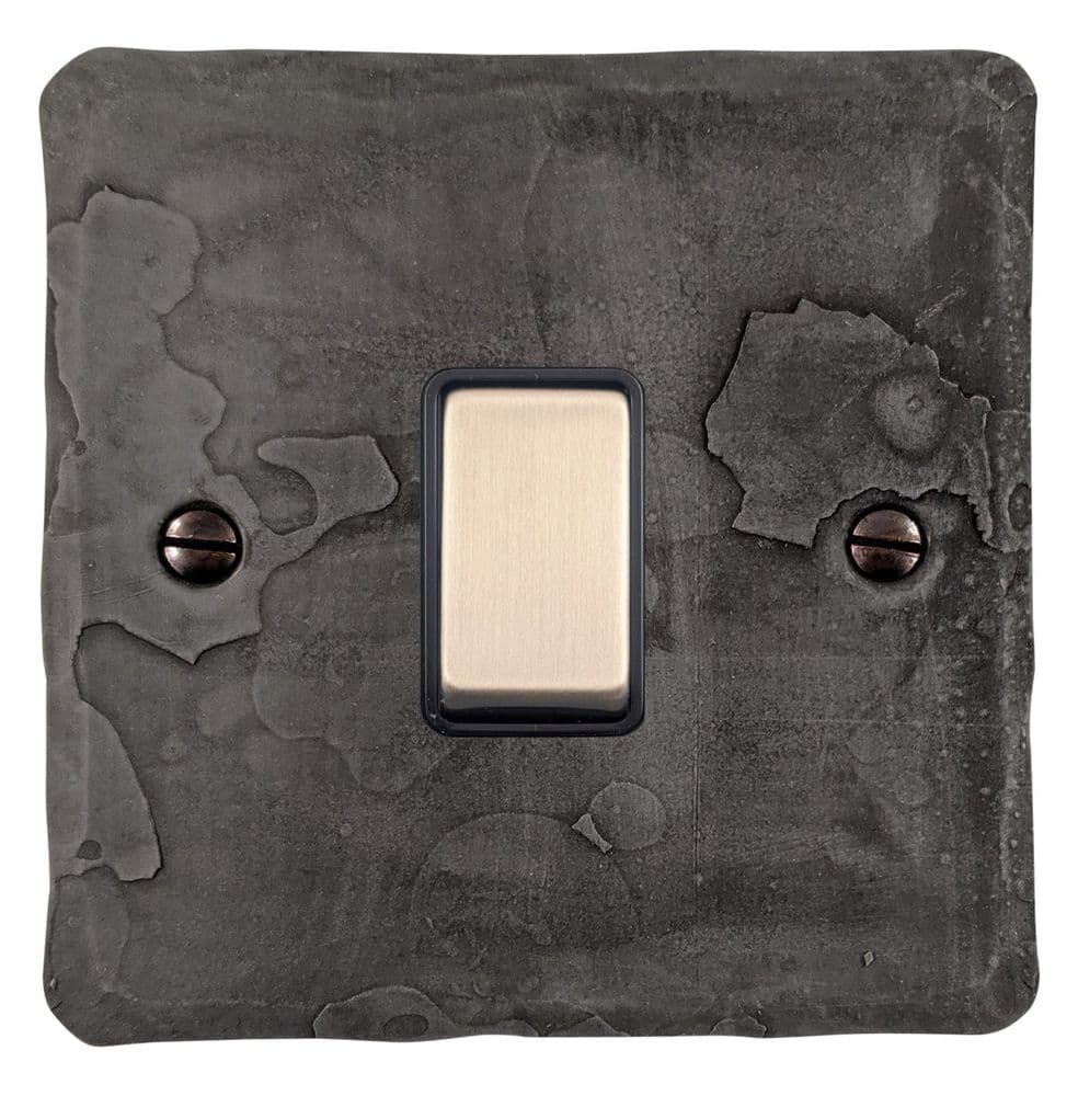 G&H FRP301-SC Flat Plate Rustic Pewter 1 Gang 1 or 2 Way Rocker Light ...