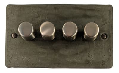 G&H FRP524-SS Flat Plate Rustic Pewter 4 Gang 1 or 2 Way LED Dimmer Switch