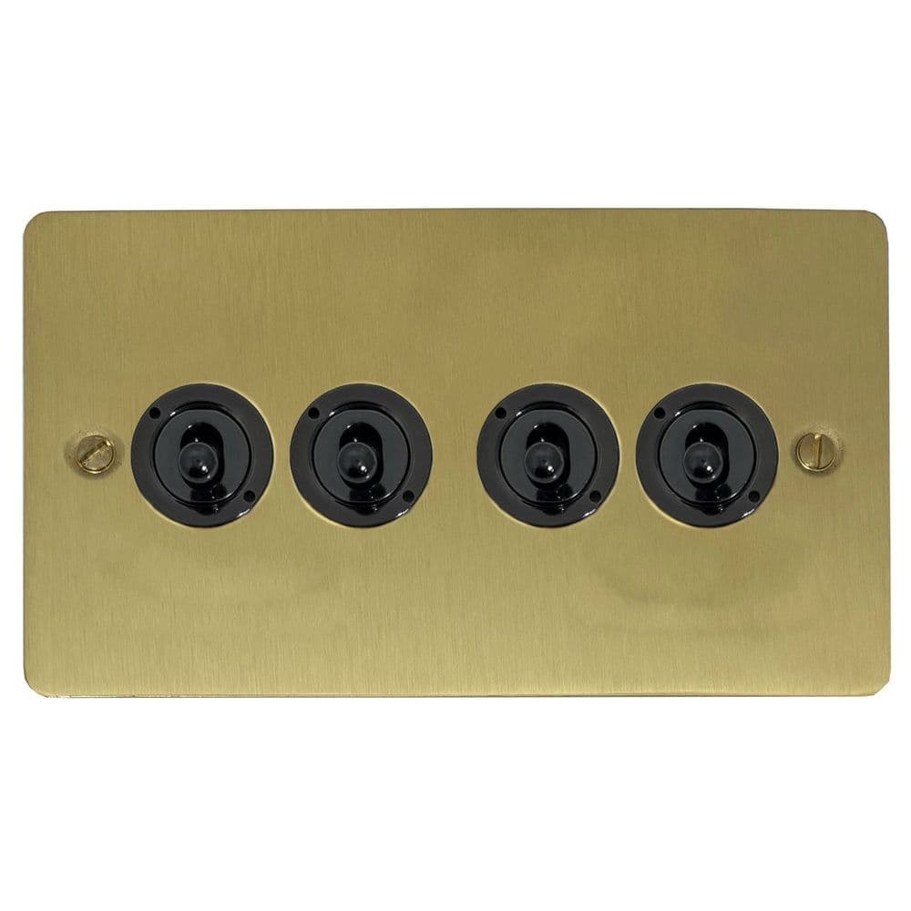 G&H FSB84E-FBK Flat Plate Satin Brushed Brass 4 Gang Intermediate ...