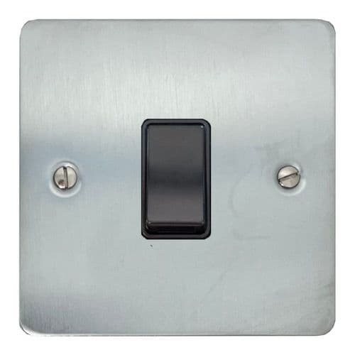 G&H FSC1B Flat Plate Satin Chrome 1 Gang 1 or 2 Way Rocker Light Switch