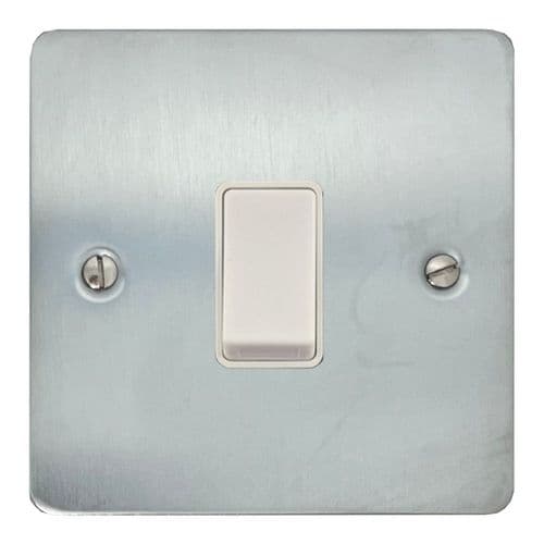 G&H FSC1W Flat Plate Satin Chrome 1 Gang 1 or 2 Way Rocker Light Switch