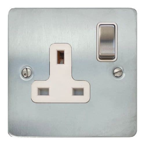 G&H FSC209 Flat Plate Satin Chrome 1 Gang Single 13A Switched Plug Socket