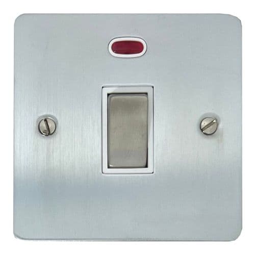 G&H FSC226 Flat Plate Satin Chrome 1 Gang 20 Amp Double Pole Switch & Neon