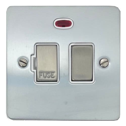 G&H FSC227 Flat Plate Satin Chrome 1 Gang Fused Spur 13A Switched & Neon
