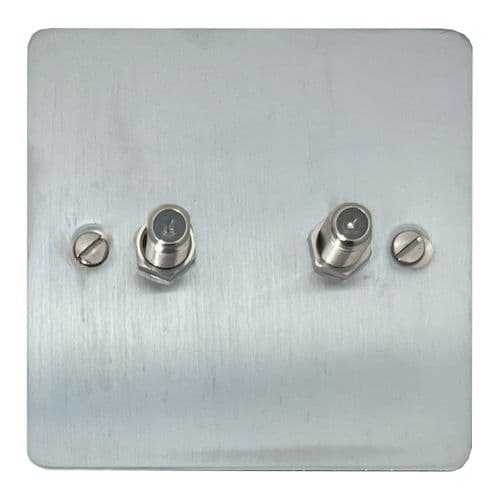 G&H FSC237 Flat Plate Satin Chrome 2 Gang Satellite Socket Point