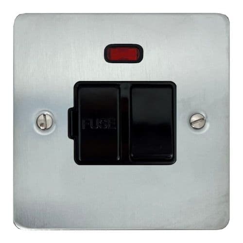 G&H FSC27B Flat Plate Satin Chrome 1 Gang Fused Spur 13A Switched & Neon
