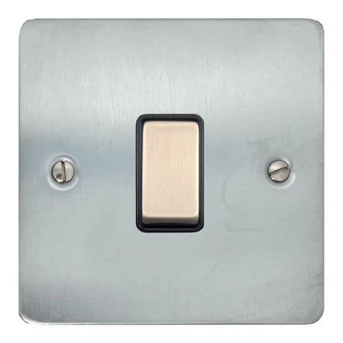 G&H FSC301 Flat Plate Satin Chrome 1 Gang 1 or 2 Way Rocker Light Switch