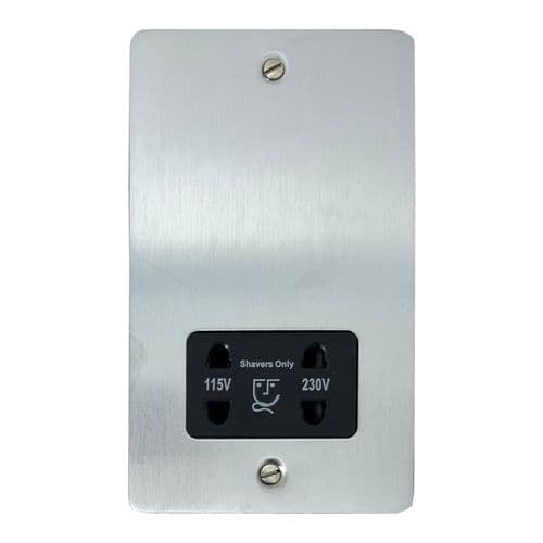G&H FSC30B Flat Plate Satin Chrome Dual Voltage Shaver Socket 115-230V