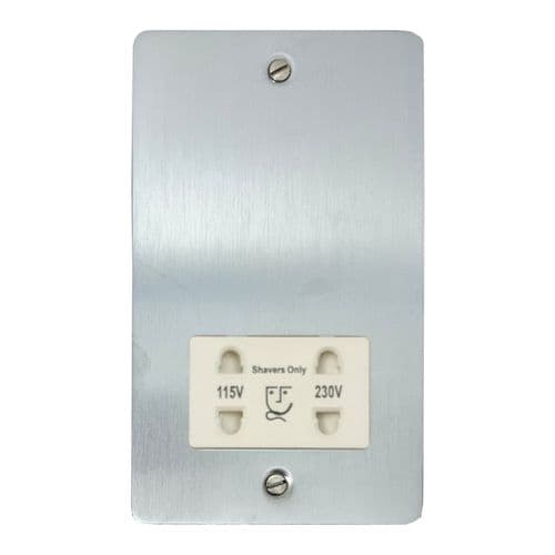 G&H FSC30W Flat Plate Satin Chrome Dual Voltage Shaver Socket 115-230V