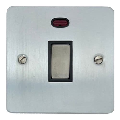 G&H FSC326 Flat Plate Satin Chrome 1 Gang 20 Amp Double Pole Switch & Neon