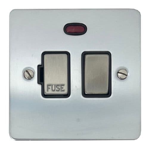 G&H FSC327 Flat Plate Satin Chrome 1 Gang Fused Spur 13A Switched & Neon