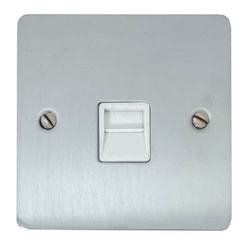 G&H FSC34W Flat Plate Satin Chrome 1 Gang Slave BT Telephone Socket